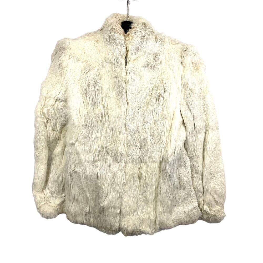 VTG 100% Rabbit‎ Fur Coat Lined Women's M 1970s Open Jacket